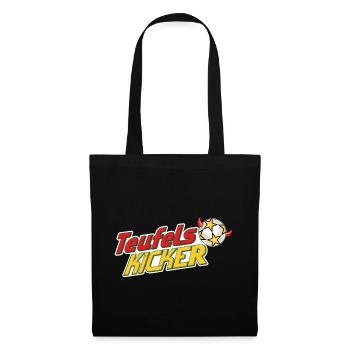 Teufelskicker Logoschriftzug Mit Fußball - Stoffbeutel - Schwarz - Vorne