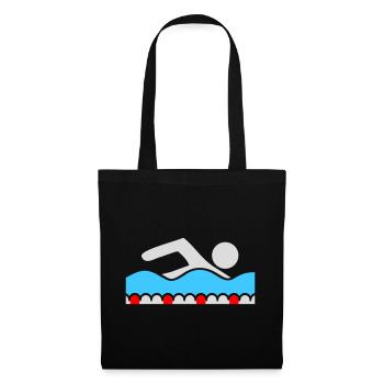 Schwimmer Piktogramm Freistil Welle Pool Sport - Stoffbeutel - Schwarz - Vorne