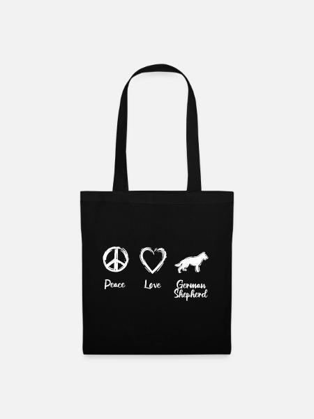 Peace Love German Shepherd - Stoffbeutel - Schwarz