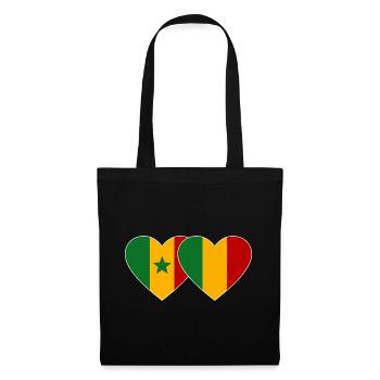 Senegal_Mali_Flagge_Herz - Sac en tissu - noir - Devant