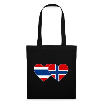 Thailand Norwegen Flagge Herzform - Stoffbeutel - Schwarz - Vorne