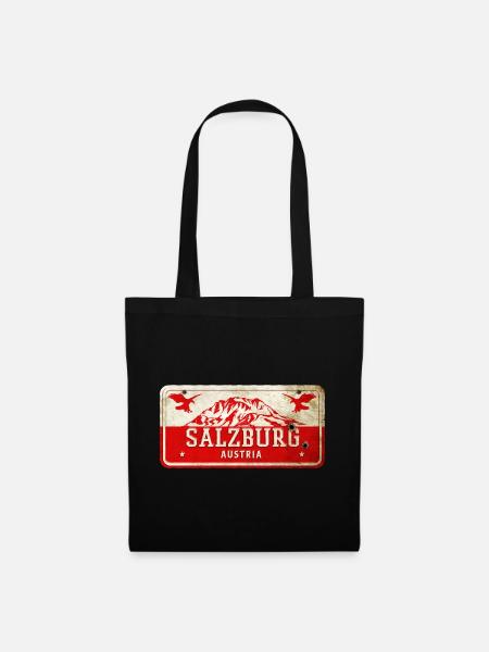 Salzburg Österreich Vintage Schild - Stoffbeutel - Schwarz
