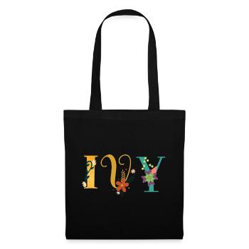 EVY Name Art With Flowers Embroidered - Tote Bag - black - Front