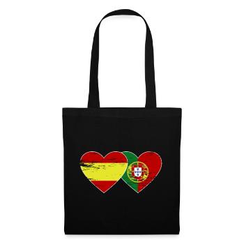 Espagne Portugal Drapeau Coeur utilisé - Sac en tissu - noir - Devant