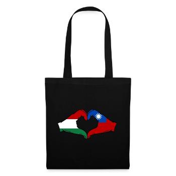 Hungary Taiwan Flag Hands Heart Shape - Tote Bag - black - Front