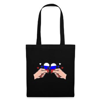 Russland Frauenhände Herzpuzzle - Stoffbeutel - Schwarz - Vorne