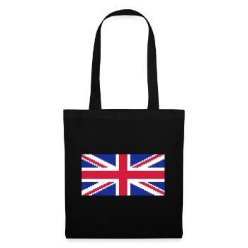 Union Jack Pixel UK Flag - Stoffbeutel - Schwarz - Vorne