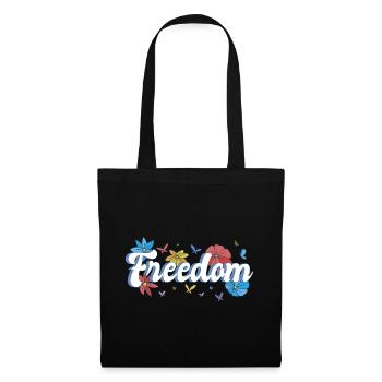 Freedom Blumen Schmetterlinge Freiheitsdesign - Stoffbeutel - Schwarz - Vorne