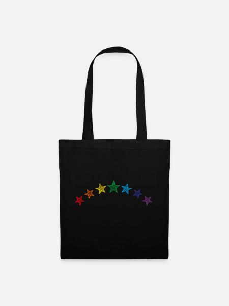 Sterne Regenbogen scribble - Stoffbeutel - Schwarz