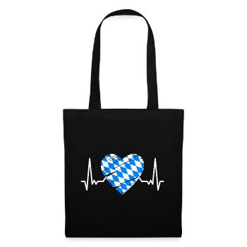 Bavaria Flag Heartbeat Bavarian Flag Vintage - Tote Bag - black - Front