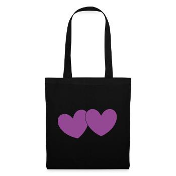 Violette Herzen Herzmuster Geschenk  - Stoffbeutel - Schwarz - Vorne