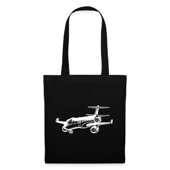 Flugzeug Zeichnung - Stoffbeutel - Schwarz - Vorne