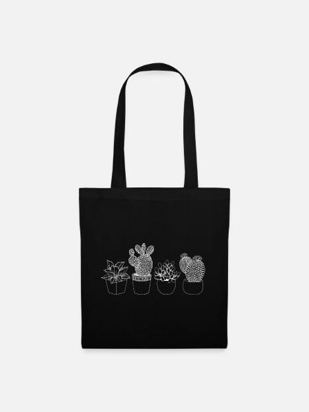 Minimalistische Kaktus Illustration - Stoffbeutel - Schwarz