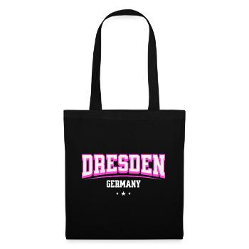 Dresden Retro Emblem Pink - Stoffbeutel - Schwarz - Vorne