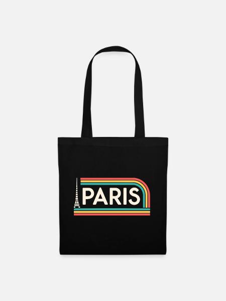 Paris Rainbow Retro - Stoffbeutel - Schwarz