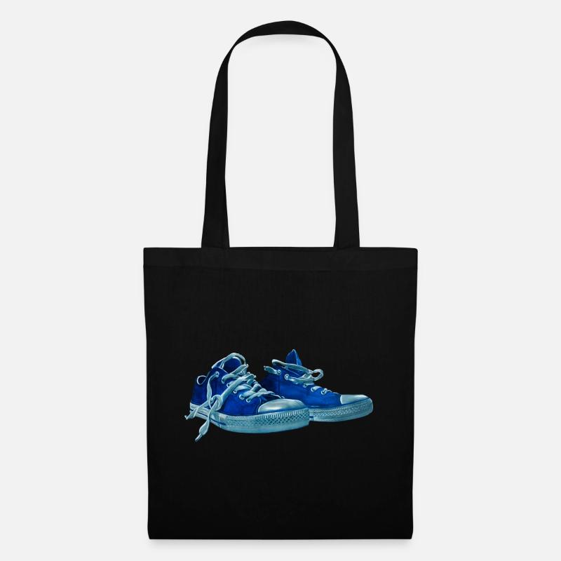Blue sneaker print - Tote Bag - black