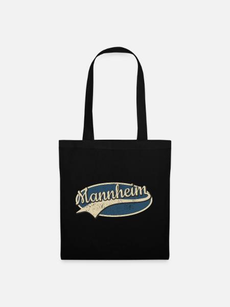 Mannheim Deutschland Vintage Typografie - Stoffbeutel - Schwarz