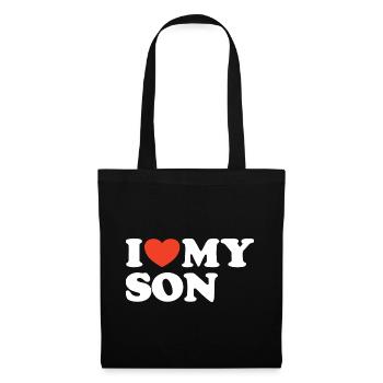 I love my son Herz Shirt - Stoffbeutel - Schwarz - Vorne