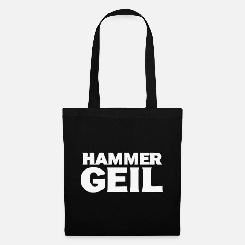HAMMER GEIL – Handgezeichnetes Werkstatt-Design - Stoffbeutel - Schwarz