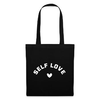 Selbstliebe mit Herz – SELF LOVE  - Stoffbeutel - Schwarz - Vorne