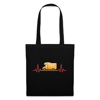 Camping love with the heartbeat and motorhome - Tote Bag - black - Front