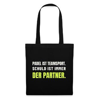 Padel Teamsport – Schuld ist der Partner - Stoffbeutel - Schwarz - Vorne