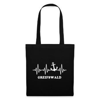 Greifswald EKG Greifswalder Herzlinie - Stoffbeutel - Schwarz - Vorne