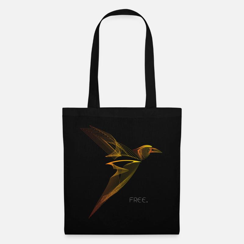 Free Line Art Vogel Minimalistisches Design - Stoffbeutel - Schwarz