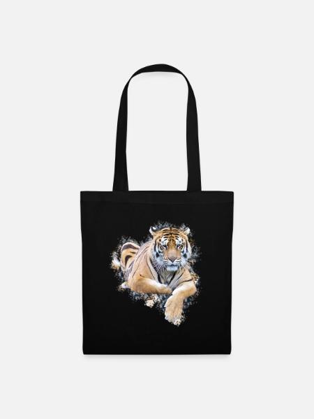 Tigresse au repos contour artistique - Sac en tissu - noir