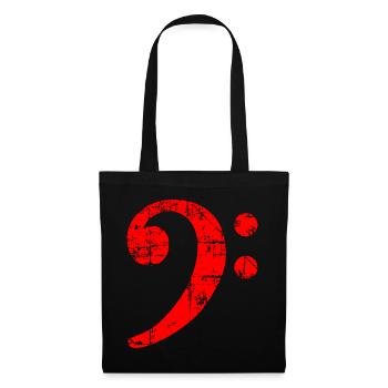 Bass Clef Vintage Musical Symbols Design (Rouge) - Sac en tissu - noir - Devant