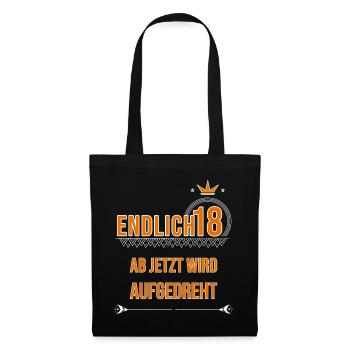 18. Geburtstag - Stoffbeutel - Schwarz - Vorne