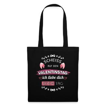 Valentinstag ich Liebe dich Spruch Frauen Geschenk - Stoffbeutel - Schwarz - Vorne