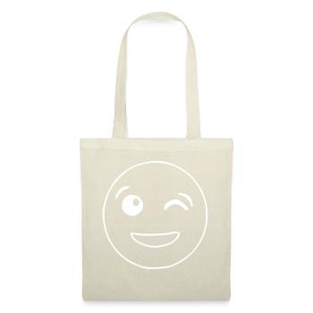 Emoji zwinkernd Skizze weiß - Stoffbeutel - Natur - Vorne