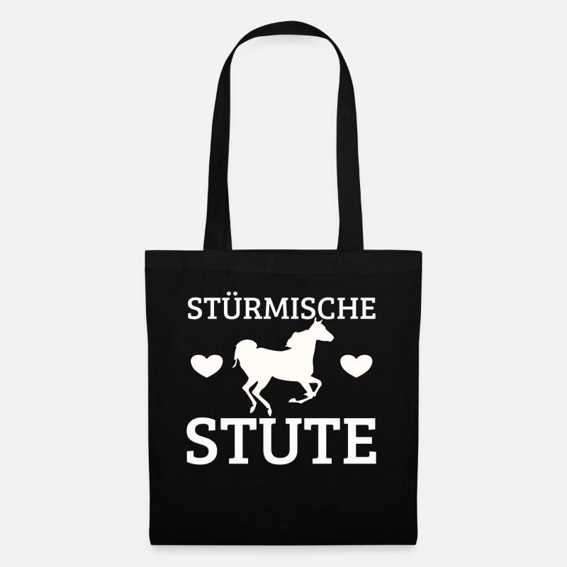 Pferd, Pferde, Stute, stürmisch, Stürmische Stute - Stoffbeutel - Schwarz