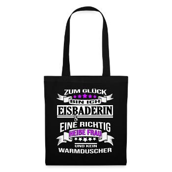eisbader winterbaderin eisbader eisbademeisterin - Stoffbeutel - Schwarz - Vorne
