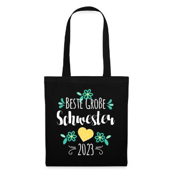 Beste Große Schwester 2023 - Stoffbeutel - Schwarz - Vorne