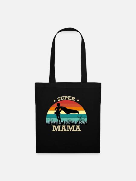 Super Mama T-shirt & Hoddie Design - Stoffbeutel - Schwarz