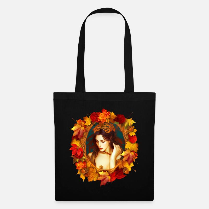 Fantasy-Kunst Herbst-Königin - Stoffbeutel - Schwarz