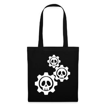 White skulls and gears - Tote Bag - black - Front
