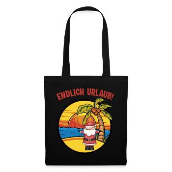 Endlich Urlaub Weihnachtsmann Nikolaus Insel - Stoffbeutel - Schwarz - Vorne