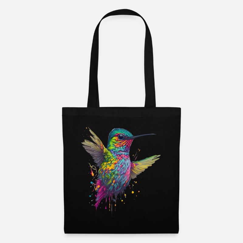 Color Explosion Hummingbird Artwork - Tote Bag - black