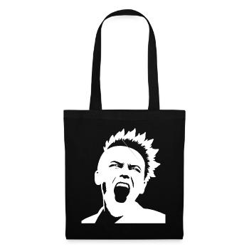 Schreiender Punkrocker mit Mohican Anarchy Punk - Stoffbeutel - Schwarz - Vorne