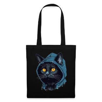 Katzenkopf Schwarze Katze Bombay Happy Cat Katzen - Stoffbeutel - Schwarz - Vorne