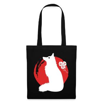 Fuchs Silhouette Japanisch - Stoffbeutel - Schwarz - Vorne