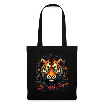 Tiger Tigerkopf Raubkatze Raubtier Stark Kraft - Stoffbeutel - Schwarz - Vorne