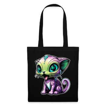 Chat extraterrestre mignon - Sac en tissu - noir - Devant