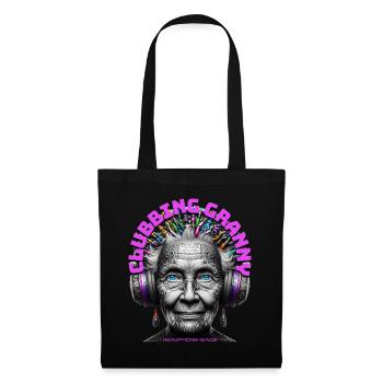 CLUBBING GRANNY - Cool Grandmother with Headphones - Tote Bag - black - Front