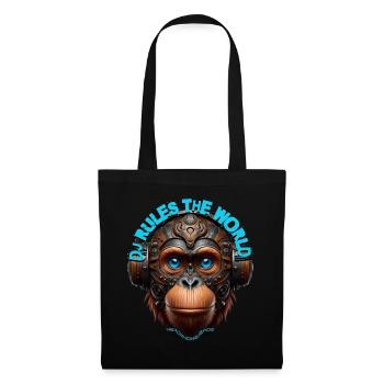 DJ RULES THE WORLD –Cool Orangutan with Headphones - Tote Bag - black - Front