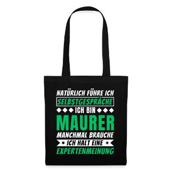 Ich führe Selbstgespräche - Maurer Edition - Stoffbeutel - Schwarz - Vorne