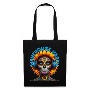WAREHOUSE PARTY - Cool Sunflower with Headphones! - Tote Bag - black - Front